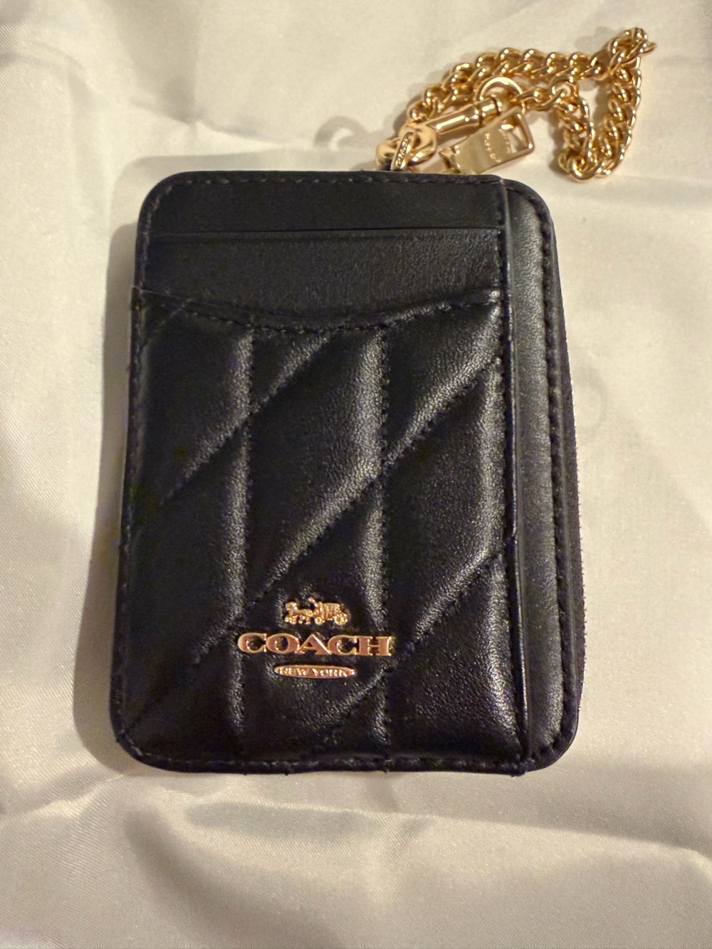 COACH Zip Card Case with Quilting - Black